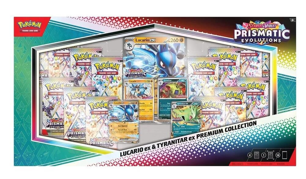Pokemon Prismatic Evolutions Lucario ex &amp; Tyranitar ex Premium Collection (Sam's Club)