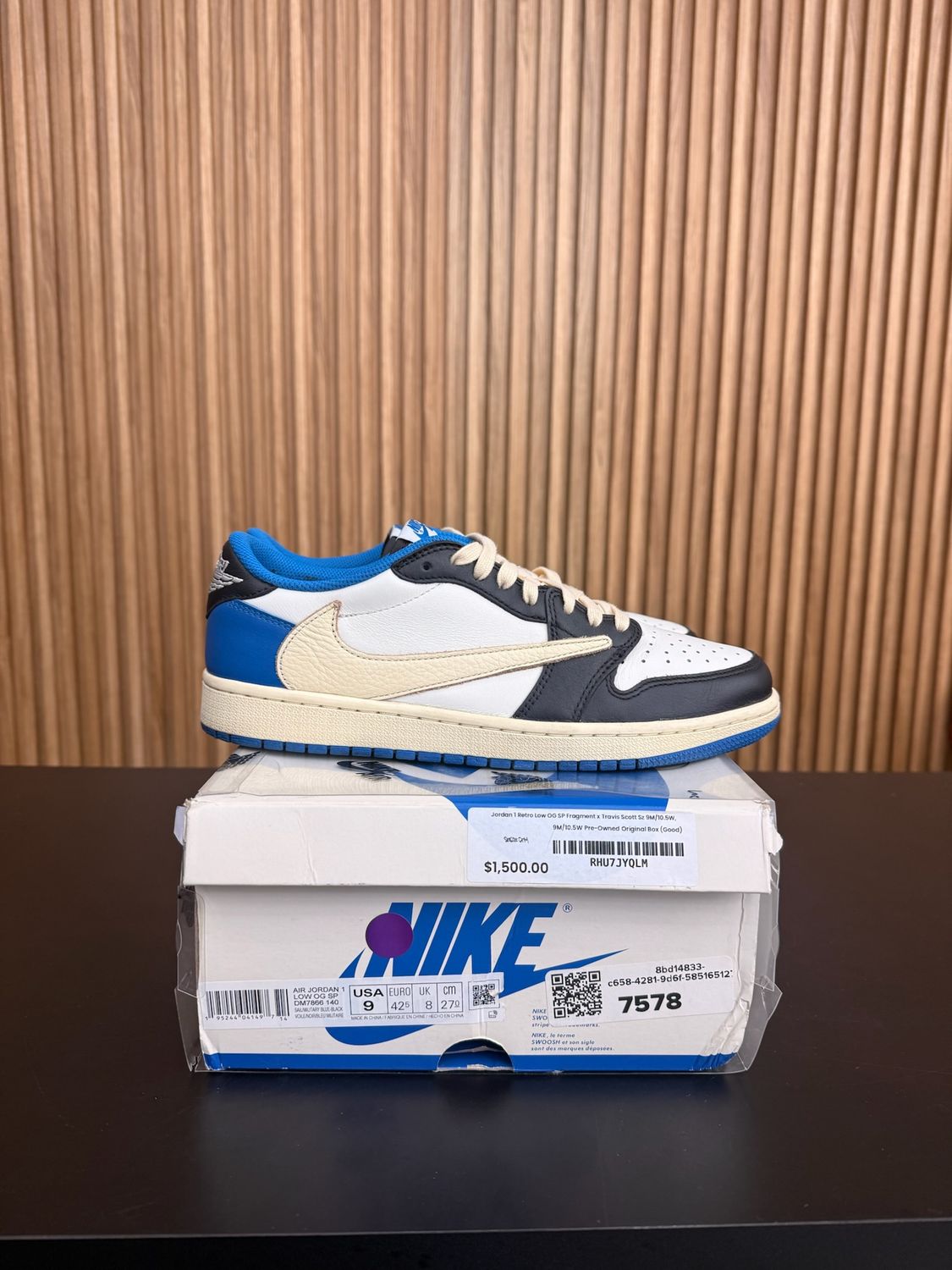 Jordan 1 Retro Low OG SPFragment x Travis Scott Size 9, PREOWNED
