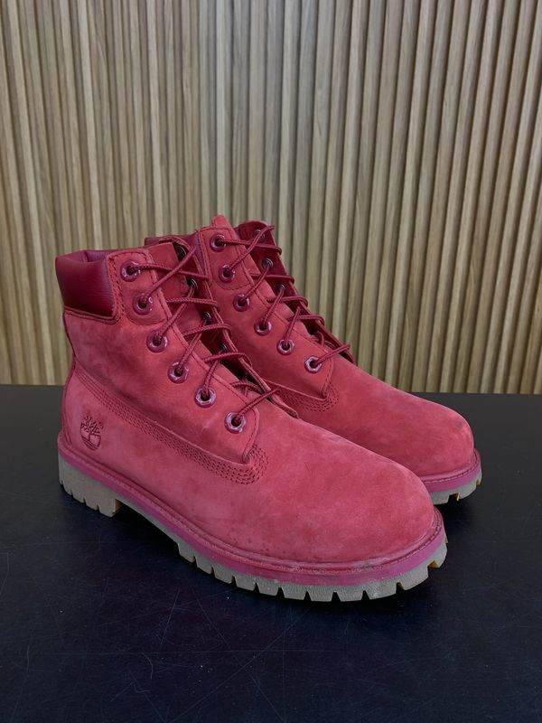 Timberland 6" Boot Pomegranate Burgundy Nubuck Size 5.5, PREOWNED NO BOX