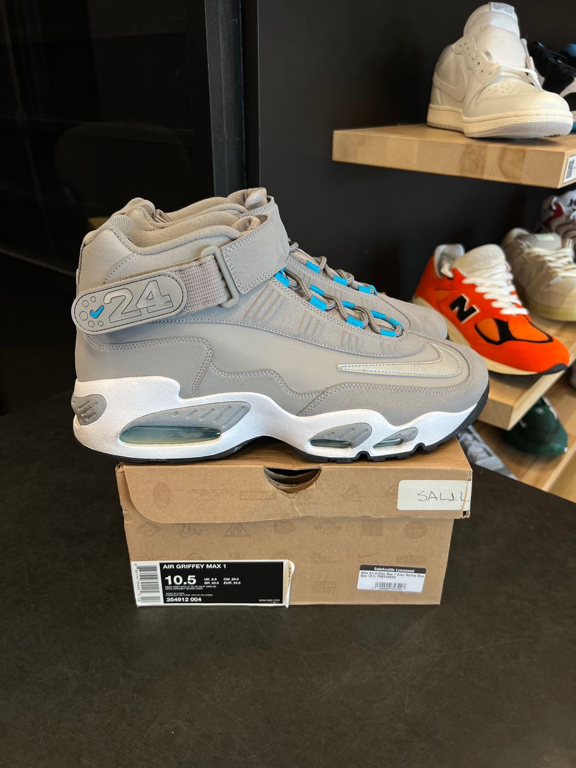 Nike Air Griffey Max 1 Grey Marina Blue Size 10.5, PREOWNED