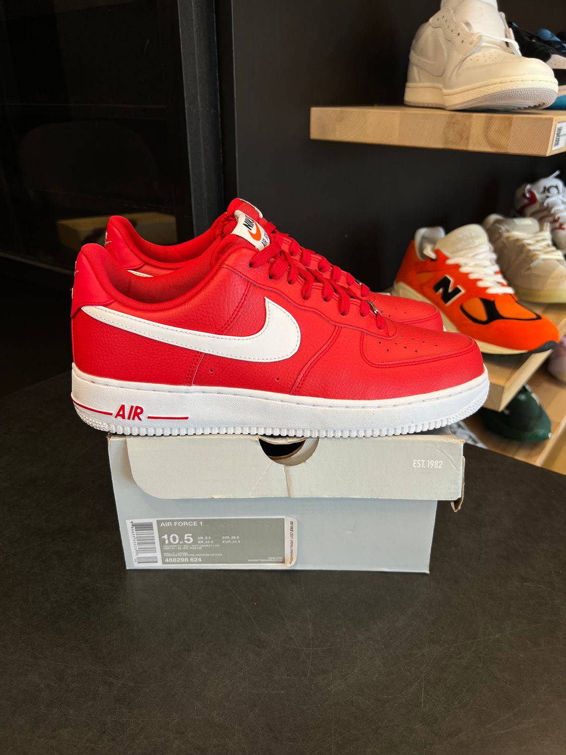 Nike Air Force 1 Low University Red White Size 10.5, PREOWNED