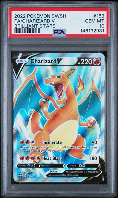 2022 Pokemon Brilliant Stars Charizard V #153 Full Art PSA 10 Gem Mint