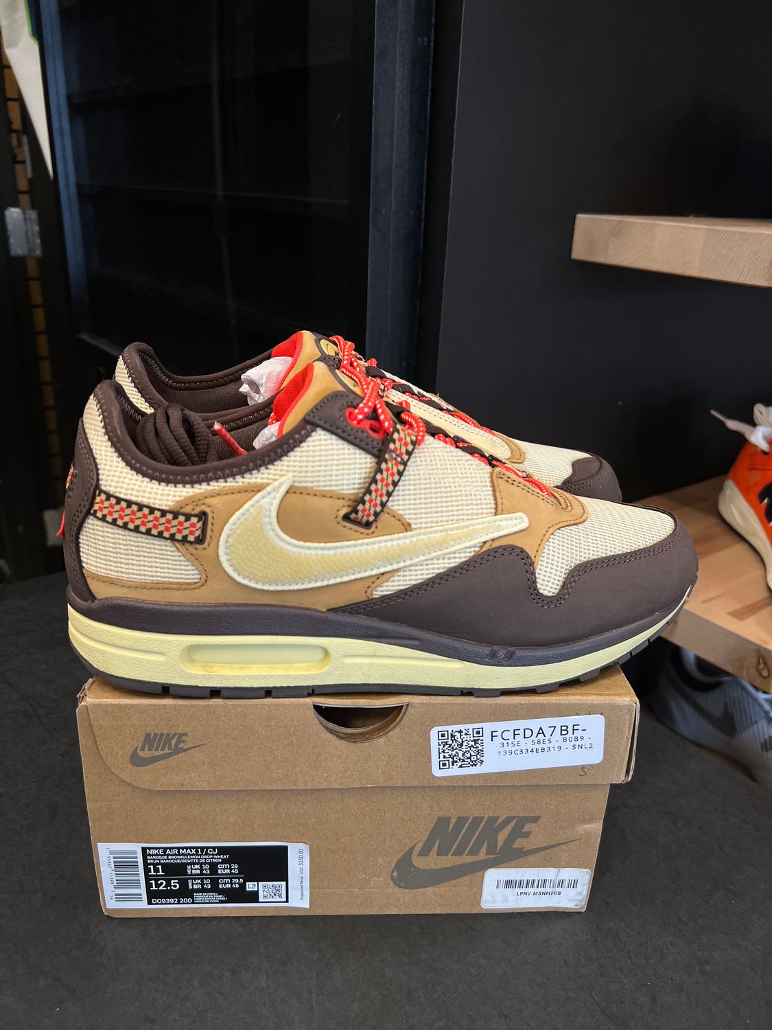 Nike Air Max 1 Travis Scott Cactus Jack Baroque Brown Size 11, PREOWNED