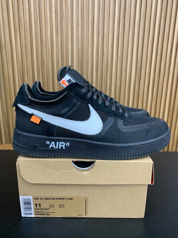 Nike Air Force 1 Low Off-White Black White Size 11, PREOWNED*