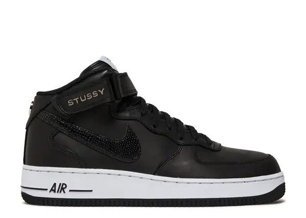Nike Air Force 1 Mid Stussy Black White Size 9, DS BRAND NEW*