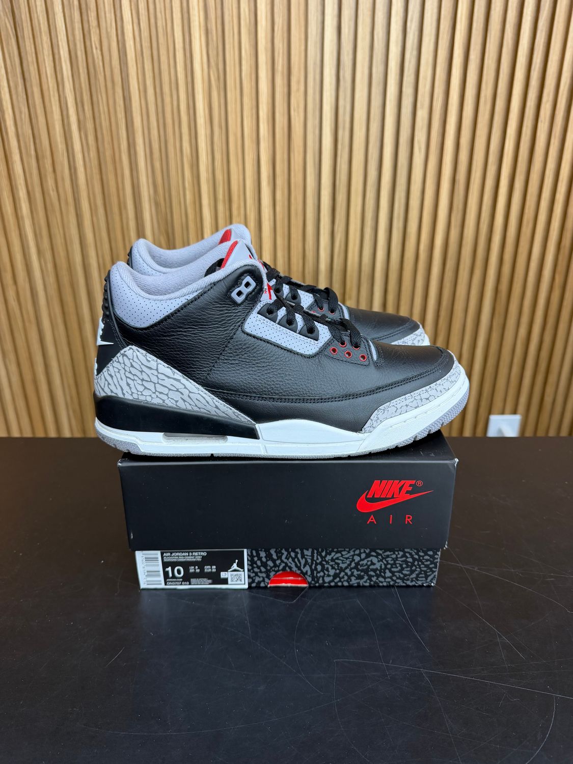 Jordan 3 Retro OG Black Cement (2024) Size 10, PREOWNED*
