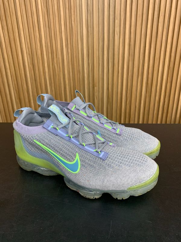 Nike Air VaporMax 2021 FK Particle Grey Liquid Lime Size 12, PREOWNED NO BOX