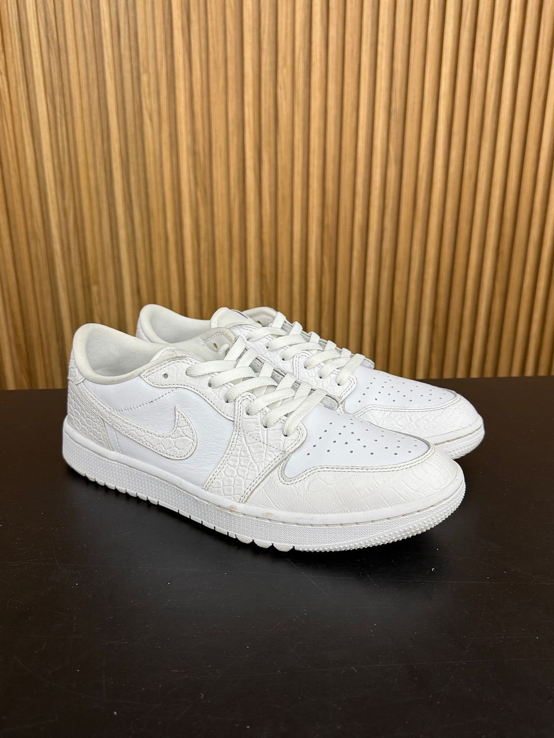 Jordan 1 Retro Low Golf White Croc Size 12, PREOWNED NO BOX