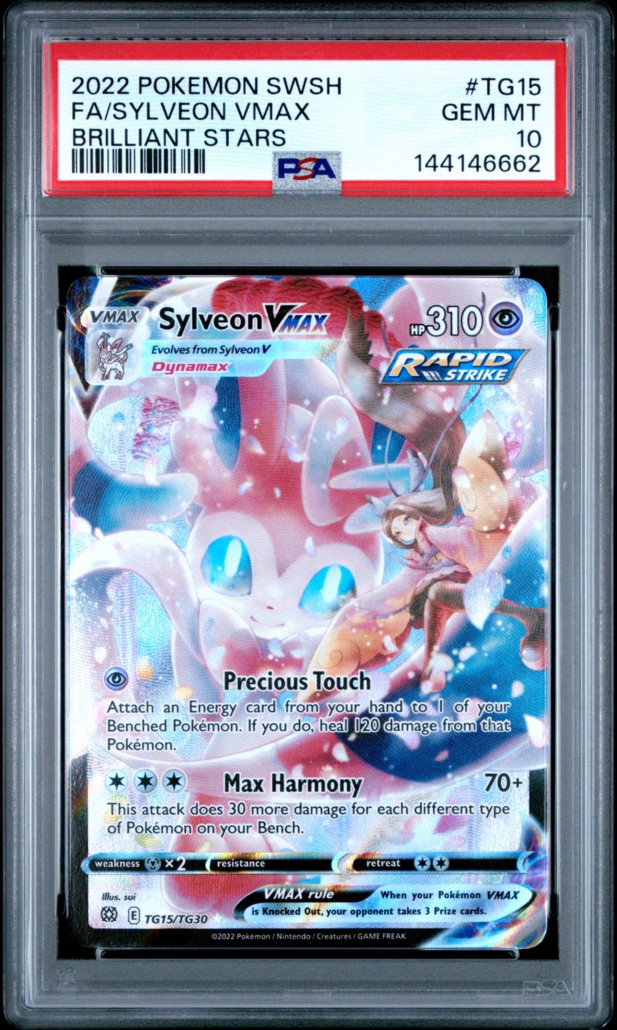 Pokemon 2022 Brilliant Stars Sylveon VMAX TG15 Trainer Gallery PSA 10
