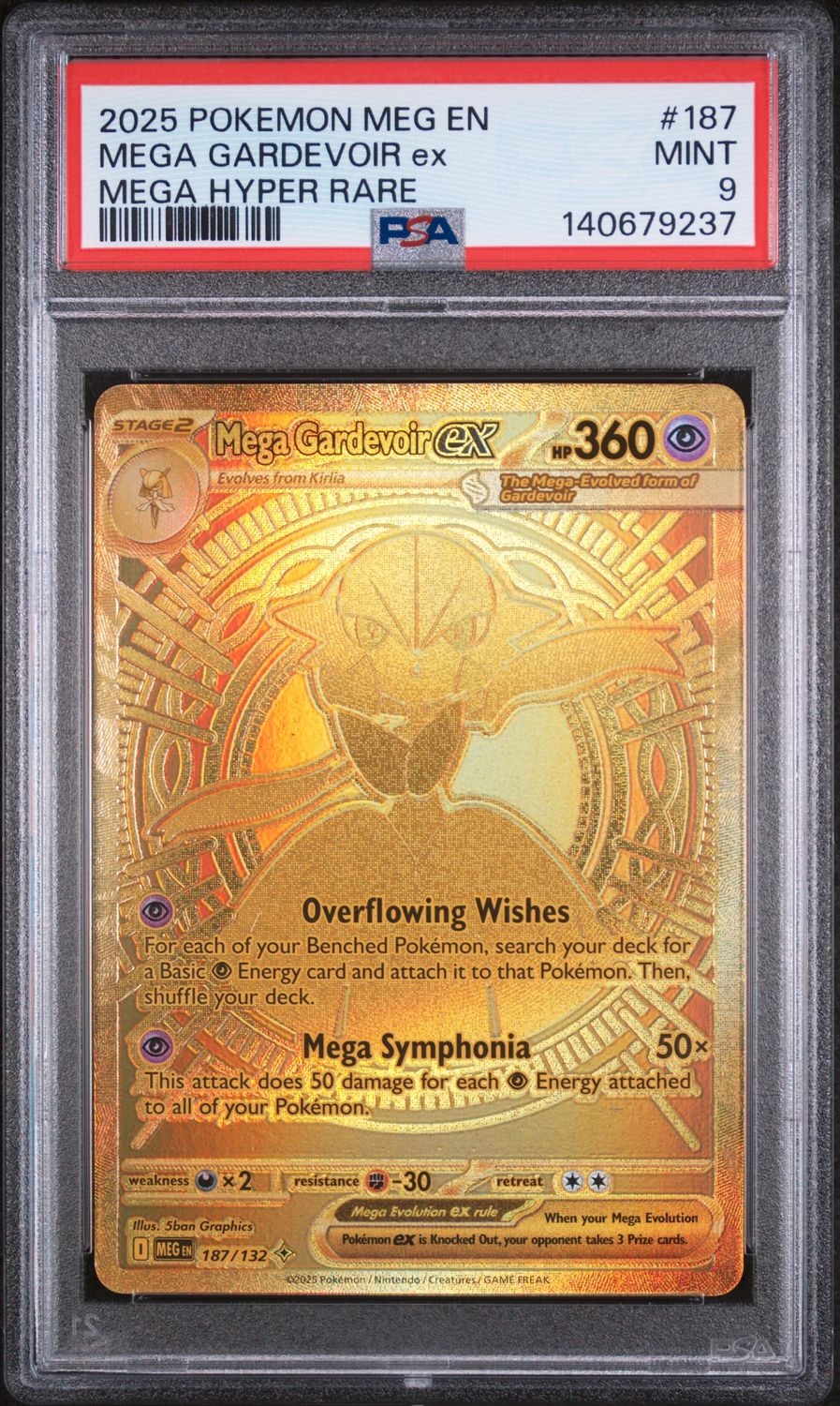 Pokemon 2025 Mega Gardevoir ex #187 Mega Hyper Rare PSA 9
