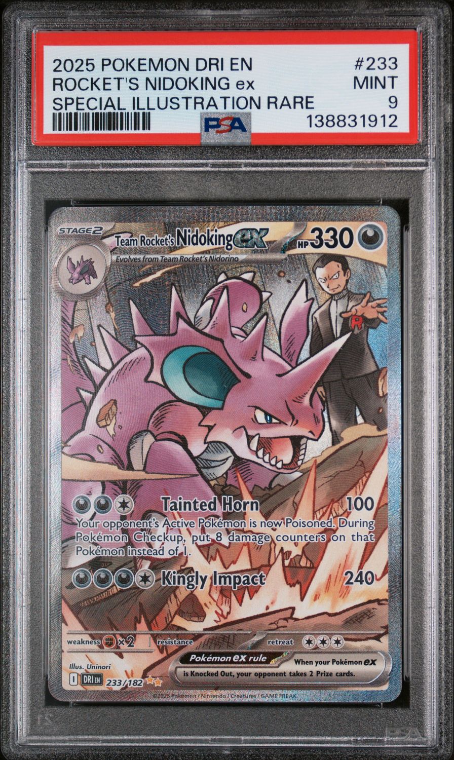 Pokemon 2025 Team Rocket's Nidoking ex #233 SIR PSA 9