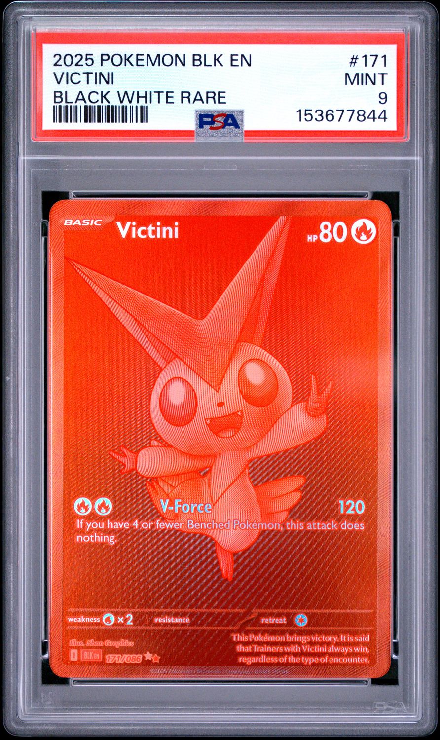 Pokemon 2025 Black Bolt Victini Black White Rare #171 PSA 9 Mint