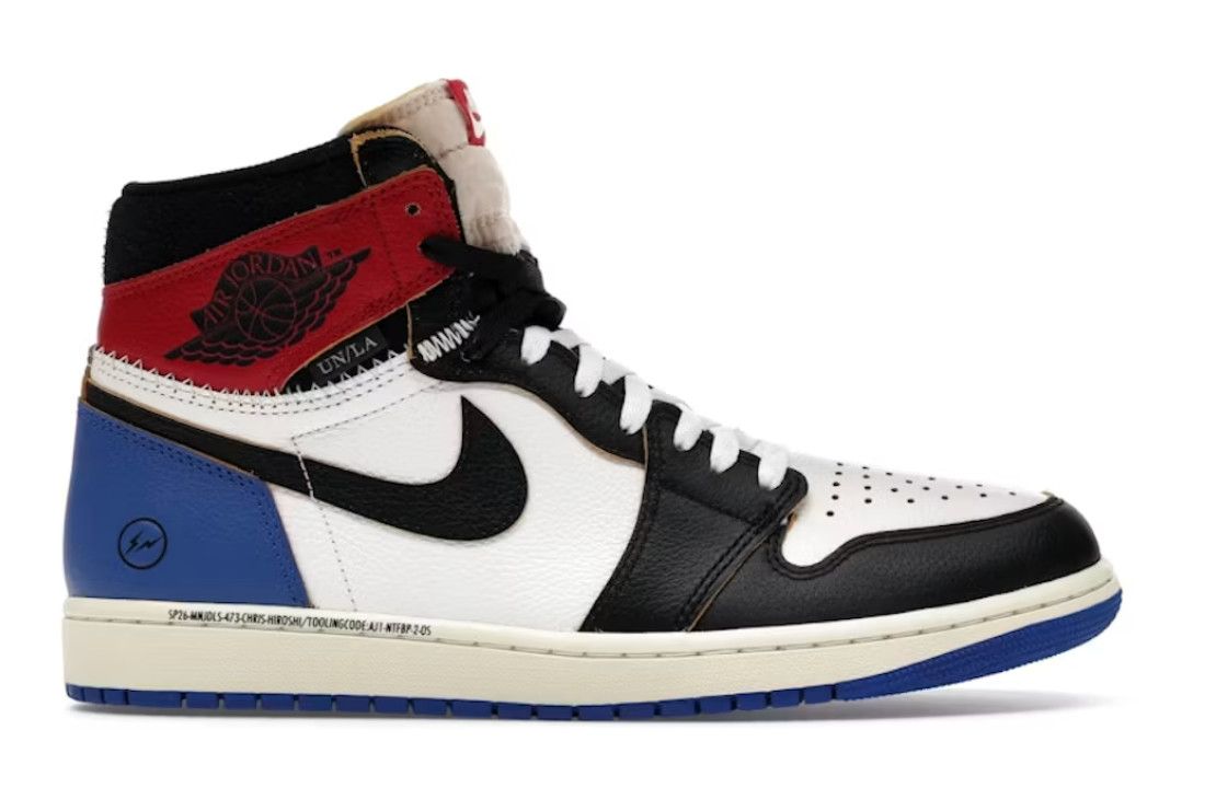 Jordan 1 Retro High OG SP Fragment x Union LA Varsity Red Sport Royal Size 10, DS BRAND NEW*