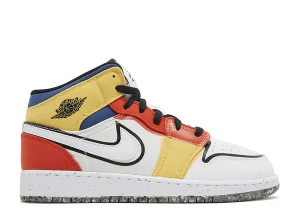 Jordan 1 Mid Multi-Color Canvas (GS) Size 4.5, DS BRAND NEW NO BOX