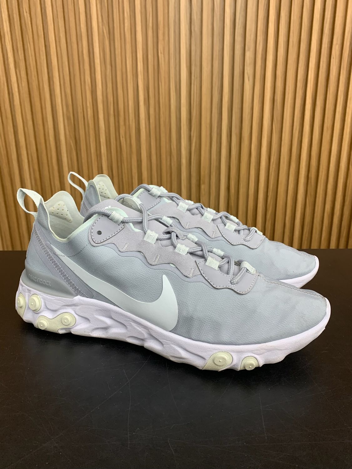 Nike React Element 55 Wolf Grey Ghost Aqua (Women's) Size 11W, PREOWNED NO BOX