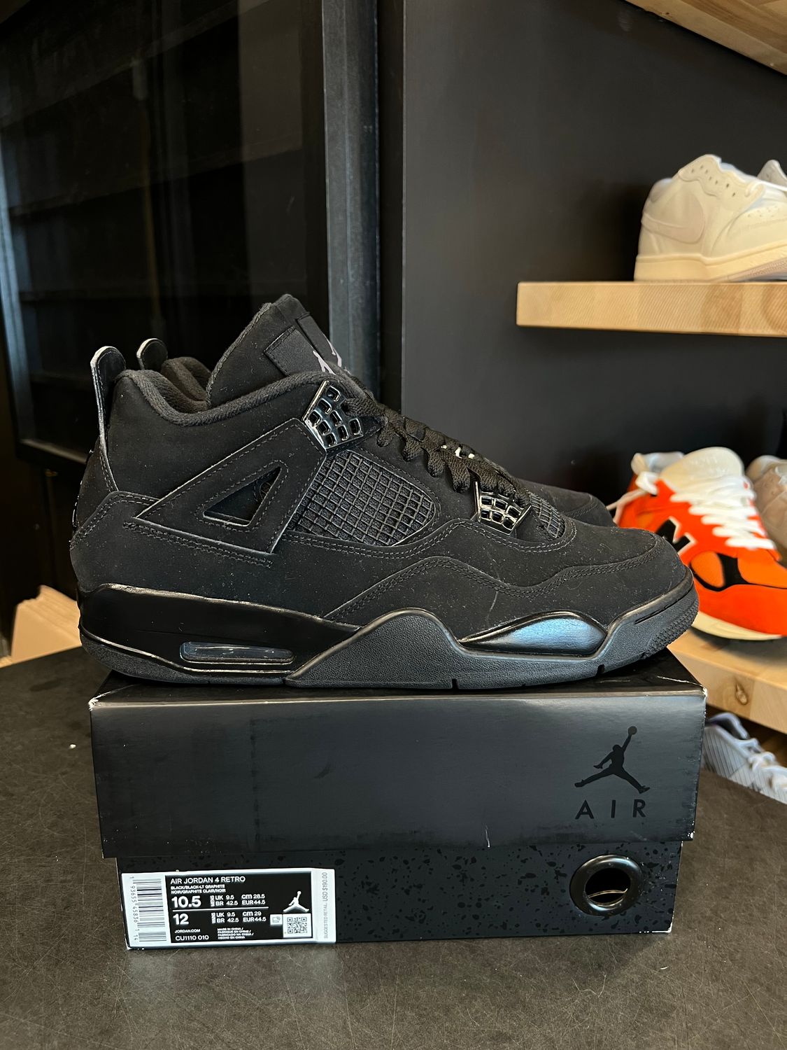 Jordan 4 Retro Black Cat (2020) Size 10.5, PREOWNED*