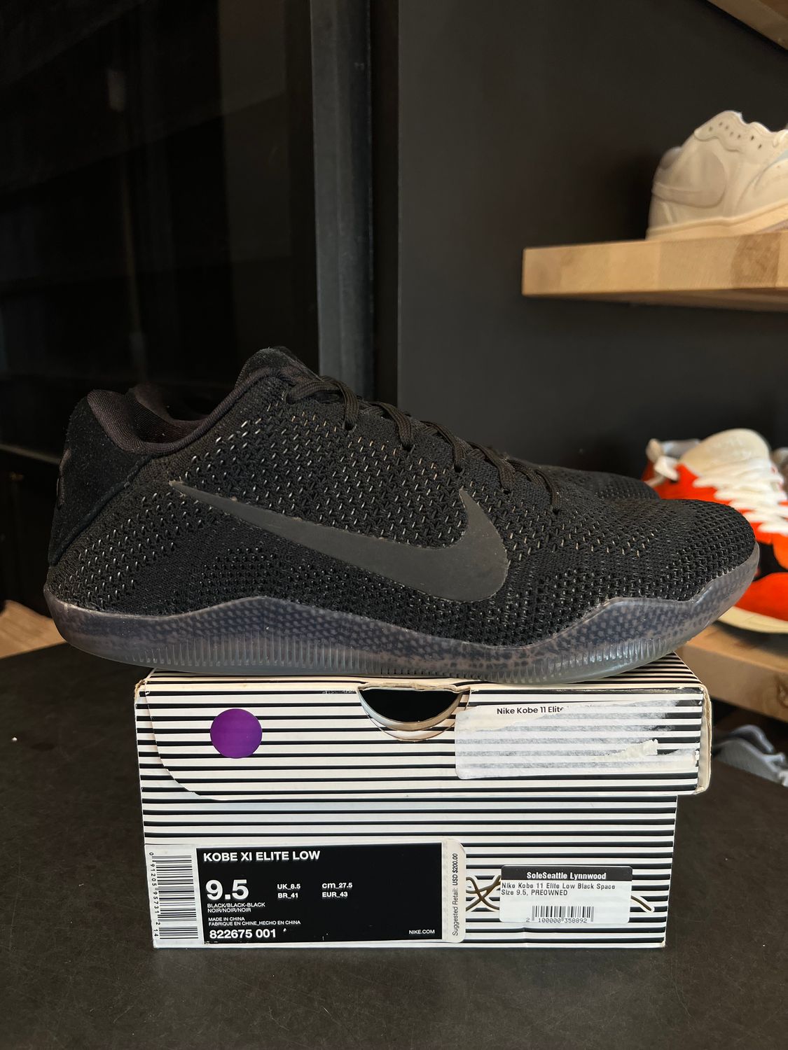 Nike Kobe 11 Elite Low Black Space Size 9.5, PREOWNED*