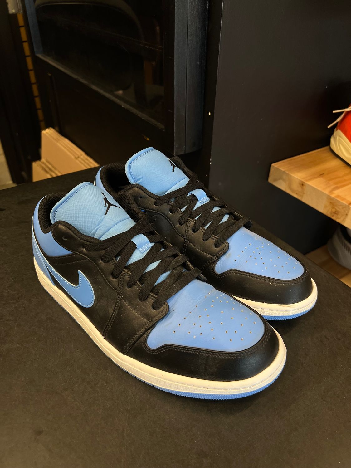 Jordan 1 Low Black University Blue Size 11, PREOWNED NO BOX