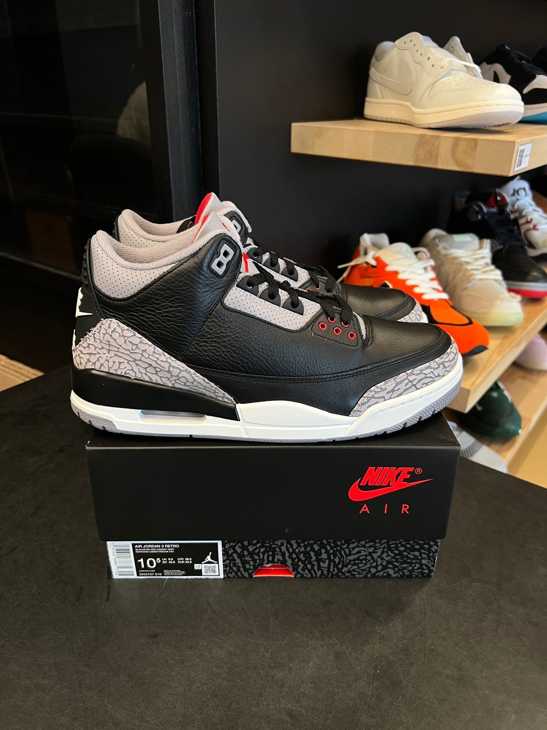 Jordan 3 Retro OG Black Cement (2024) Size 10.5, PREOWNED*