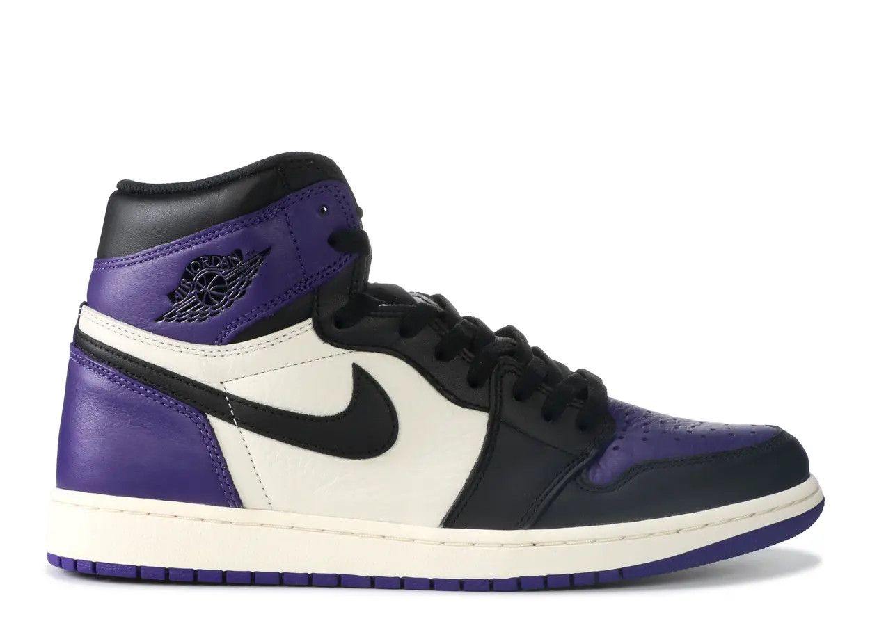 Jordan 1 Retro High Court Purple White Size 10, DS BRAND NEW DAMAGE BOX