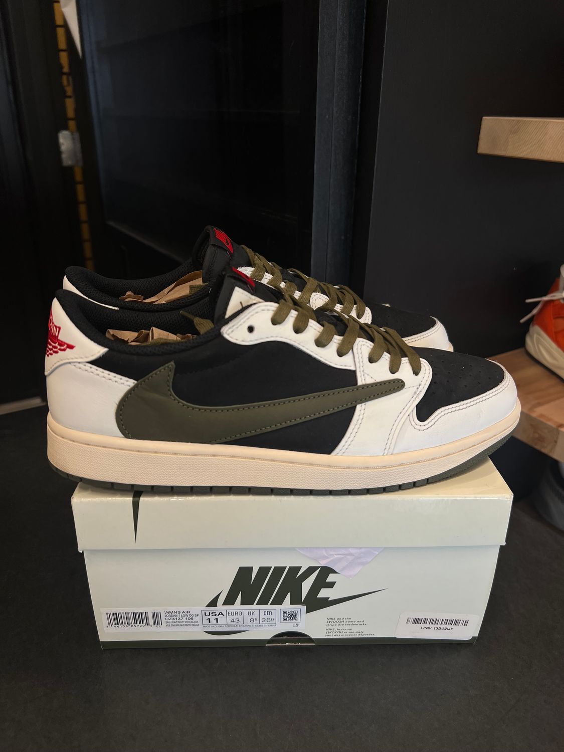 Jordan 1 Retro Low OG SP Travis Scott Olive (Women's) Size 11W, PREOWNED*