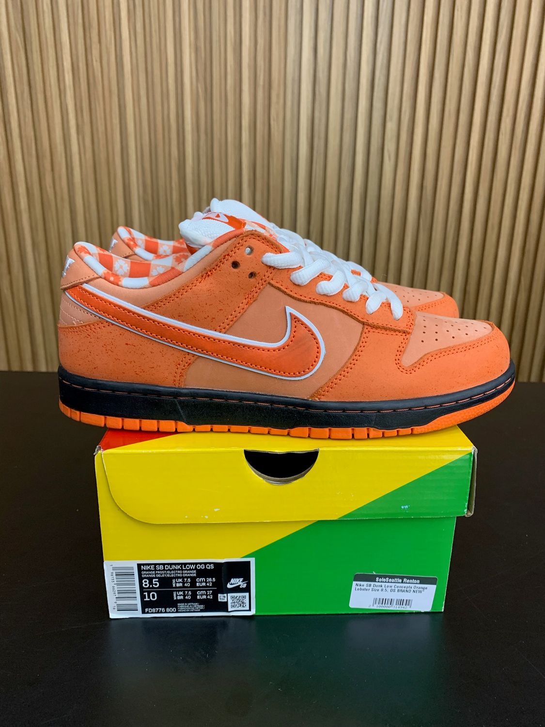 Nike SB Dunk Low Concepts Orange Lobster Size 8.5, PREOWNED TRIED ON*