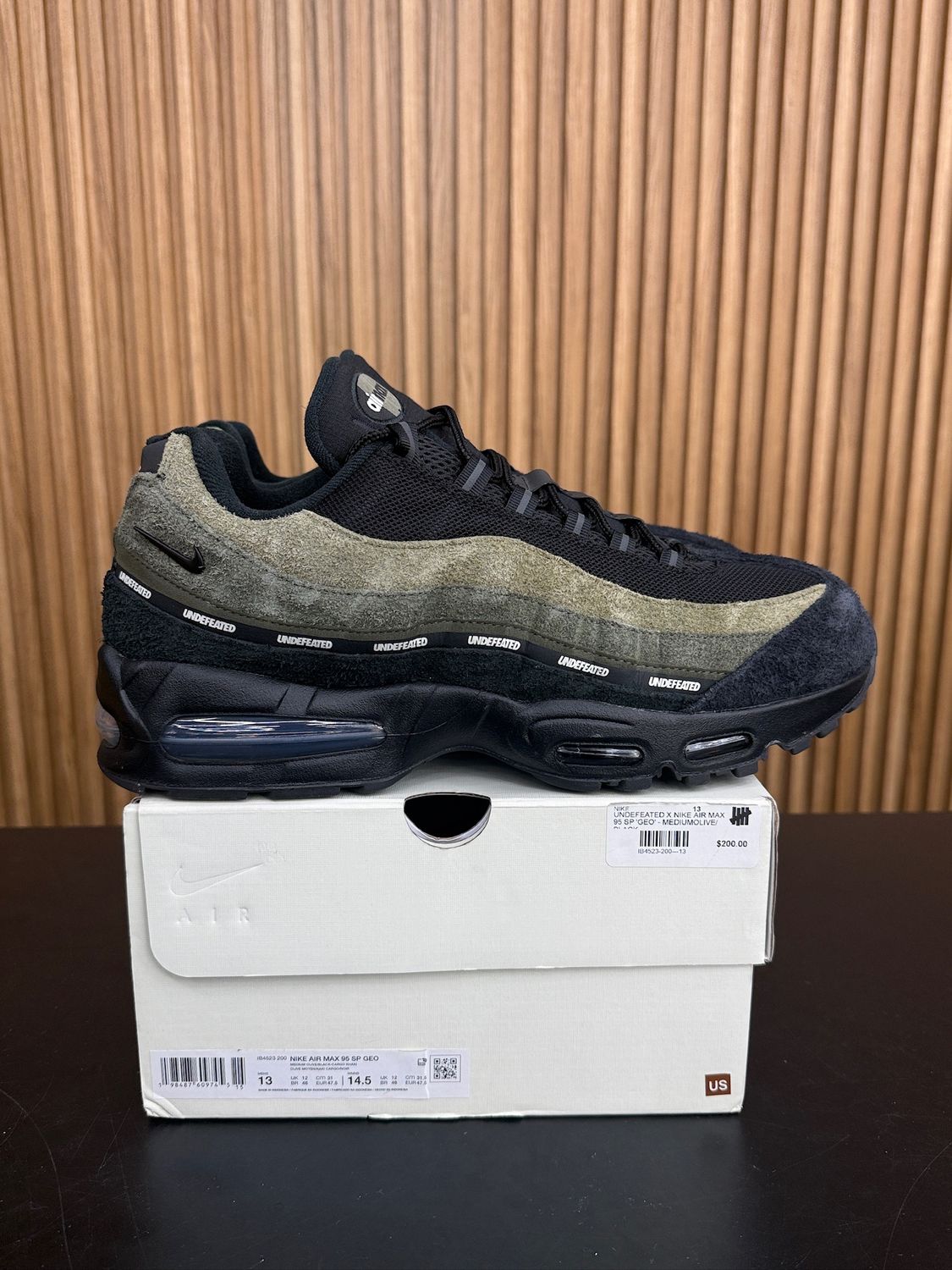 Nike Air Max 95 SP Undefeated Geo La Brea Medium Olive Size 13, PREOWNED