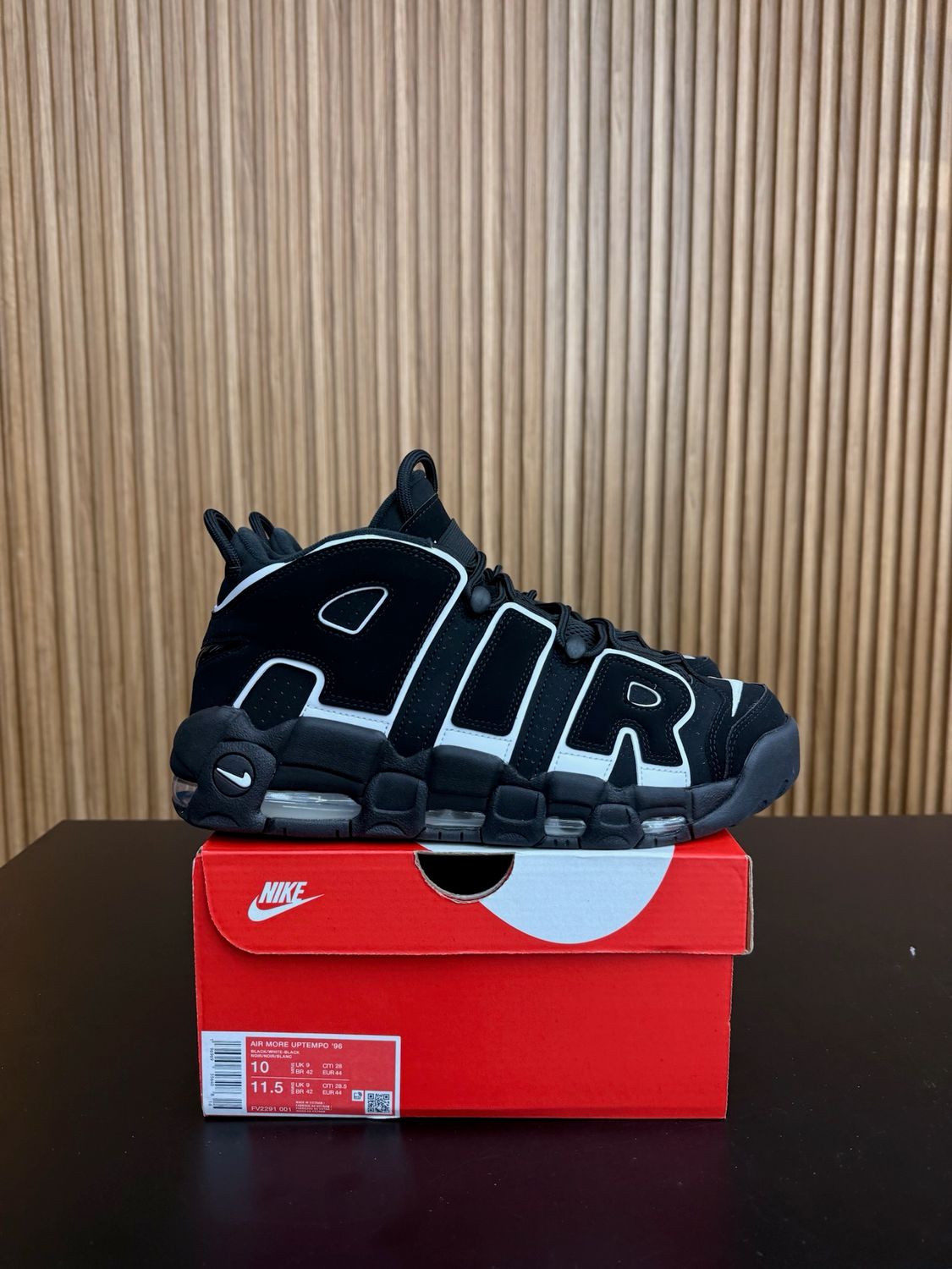 Nike Air More Uptempo 96 Black White (2023/2026) Size 10, PREOWNED