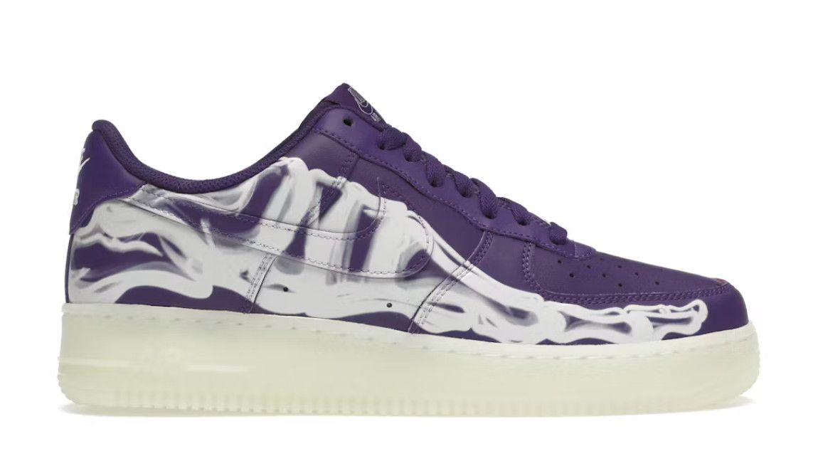 Nike Air Force 1 Low '07 QS Purple Skeleton Halloween (2021) Size 9, DS BRAND NEW DAMAGED BOX