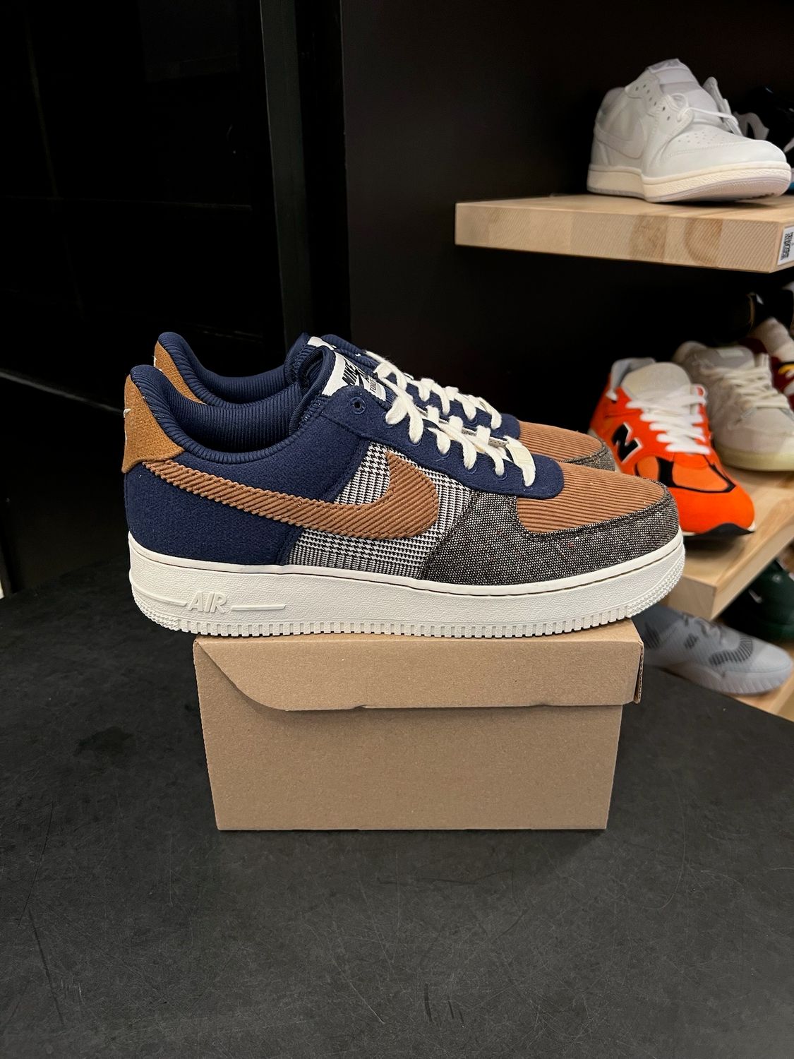 Nike Air Force 1 Low '07 PRM Tweed Midnight Navy Corduroy Size 10.5, PREOWNED