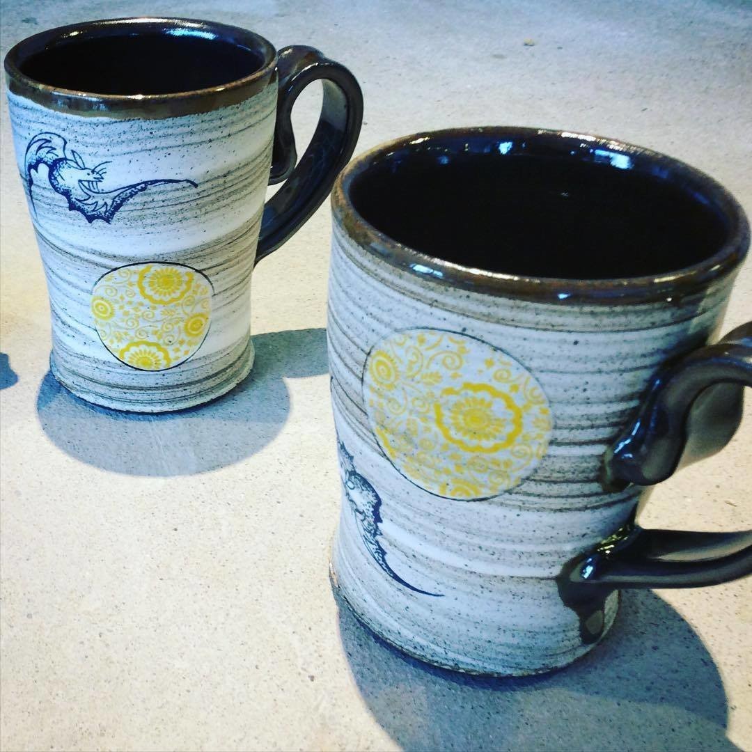 &quot;Bat and Moon Mugs&quot;--SOLD