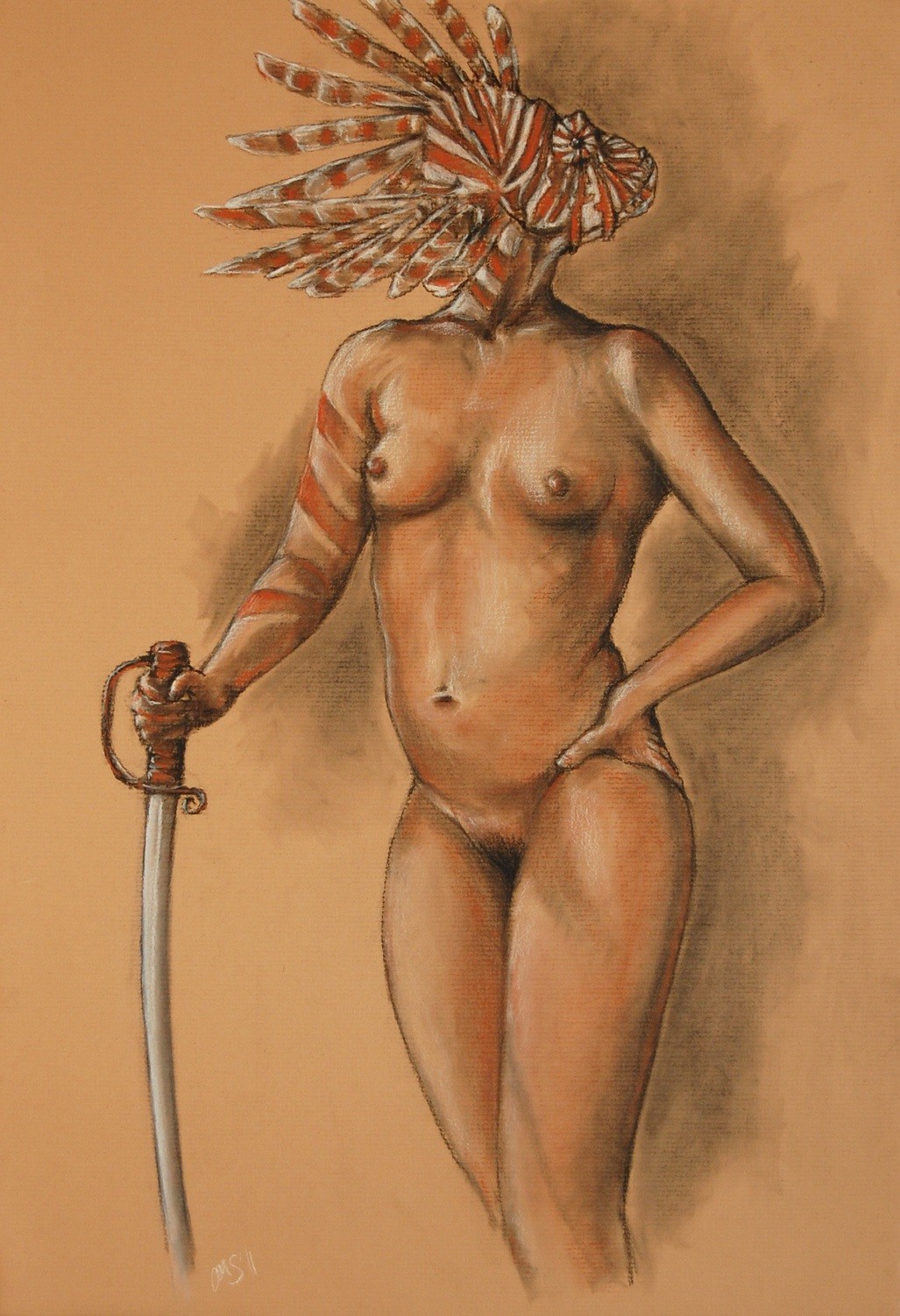 A Drawing in Likeness of the Queen, with the Ceremonial Sword