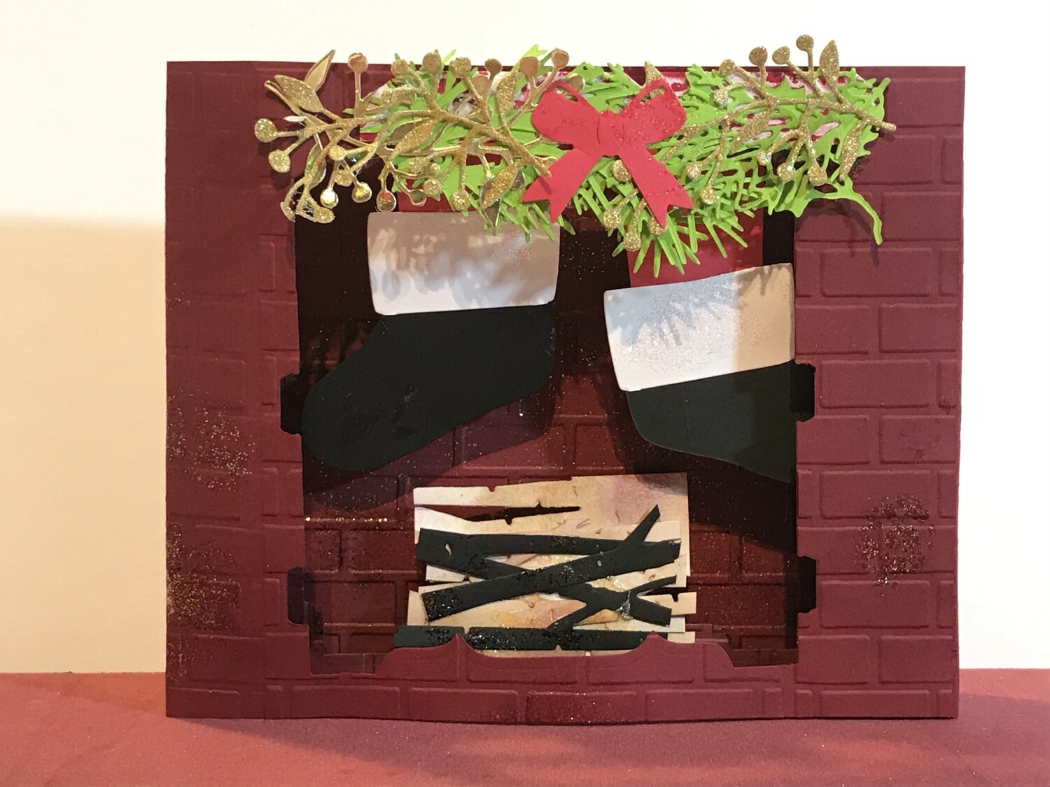 Christmas Fireplace Shadow Box Card