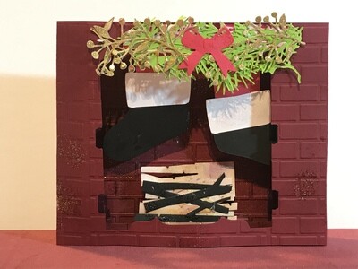 Christmas Fireplace Shadow Box Card