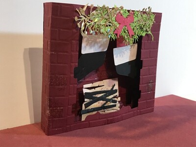 Christmas Fireplace Shadow Box Card