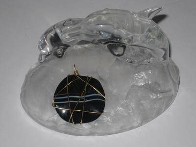 Round Black Agate Stone pendants