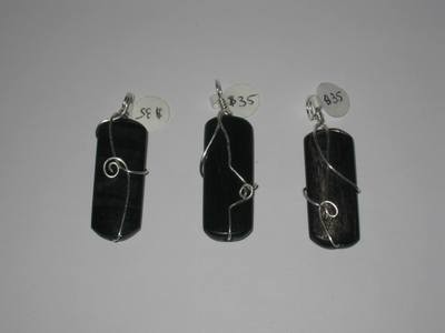 Black tigereye stone wrapped pendants