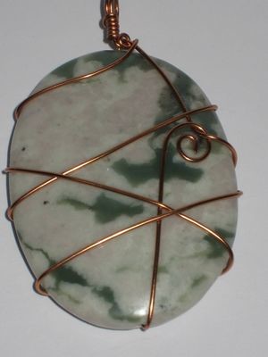 Moss jasper stone wrapped pendants