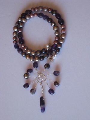AMETHYST PEARL SPIRAL NECKLACE 2B