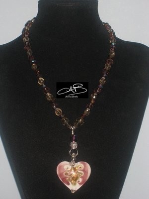 PINK GOLD FLAMED HEART NECKLACE