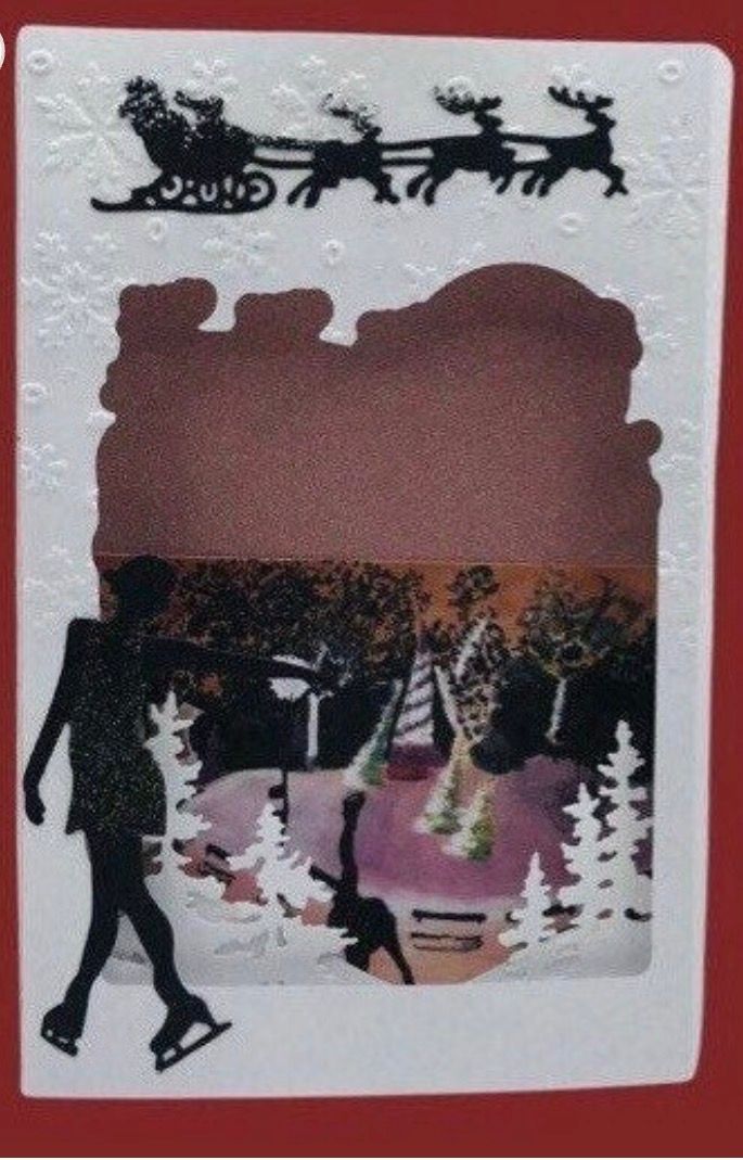 3D Christmas skater scene card