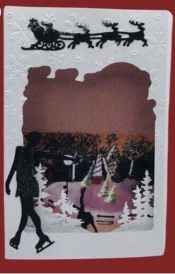 3D Christmas skater scene card