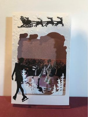 3D Christmas skater scene card