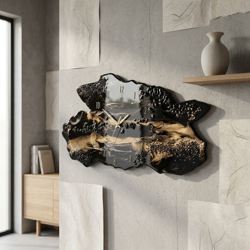 Midnatt – Organisk Signaturklokke i Epoxy
