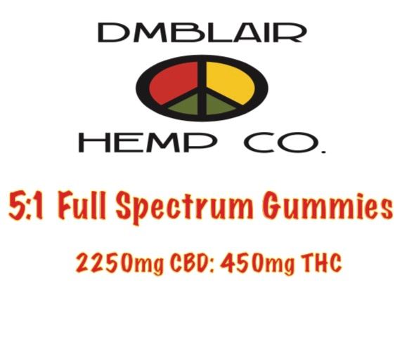DMBlair Hemp Co 5:1 Full Spectrum Gummies 75mg CBD: 15mg THC