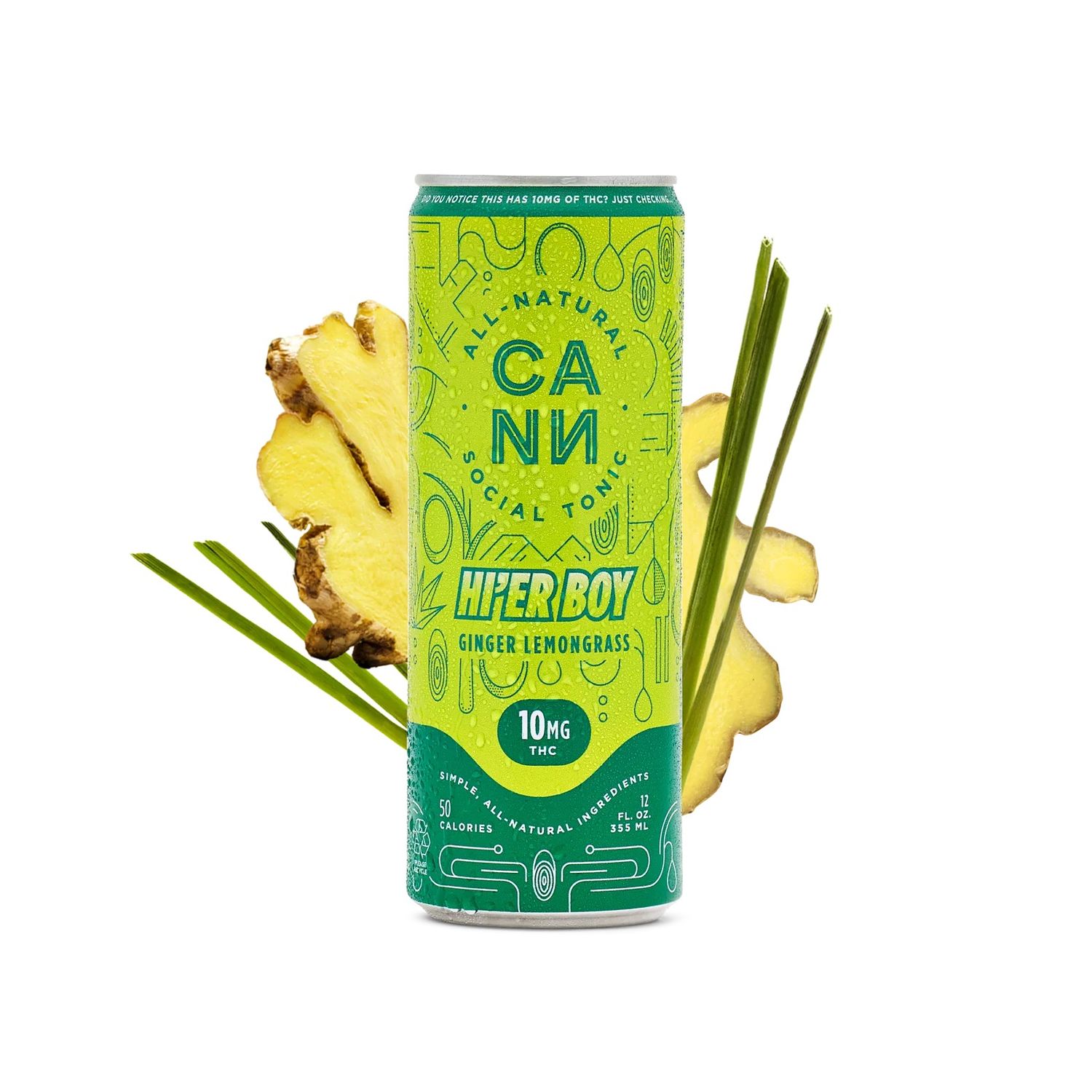 Hi'er Boy Cann Social 10mg Tonic, Attribute: Ginger Lemongrass