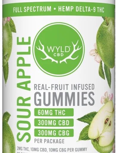 Wyld Sour Apple Active Gummies CBD + CBG + THC