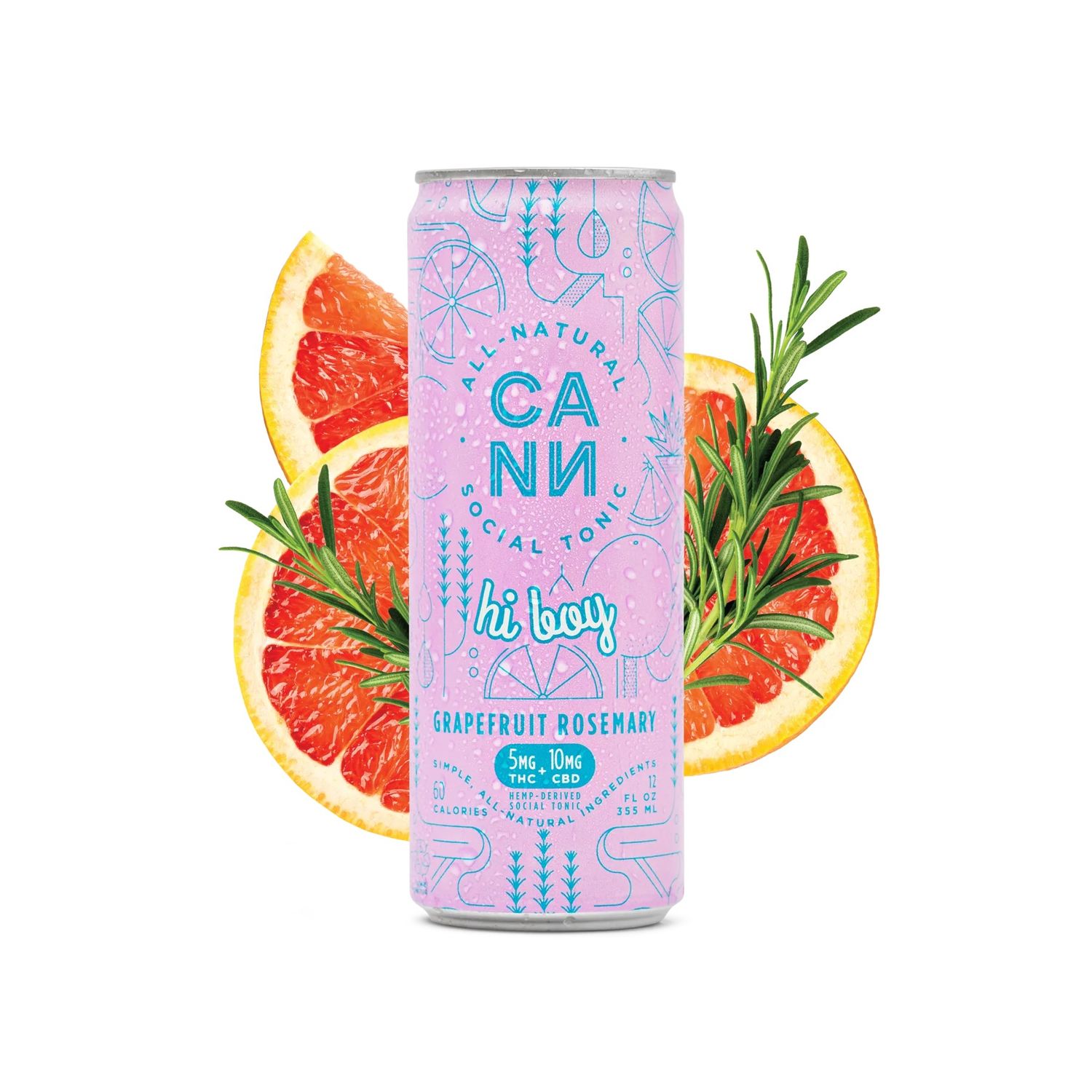 Hi-Boy 5mg THC Cann Social Tonic, Attribute: Grapefruit Rosemary