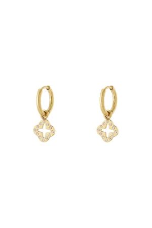Earrings clover with zircon stones Stainless steel - GOLD