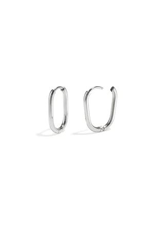 Oval Hoop Earrings Silver